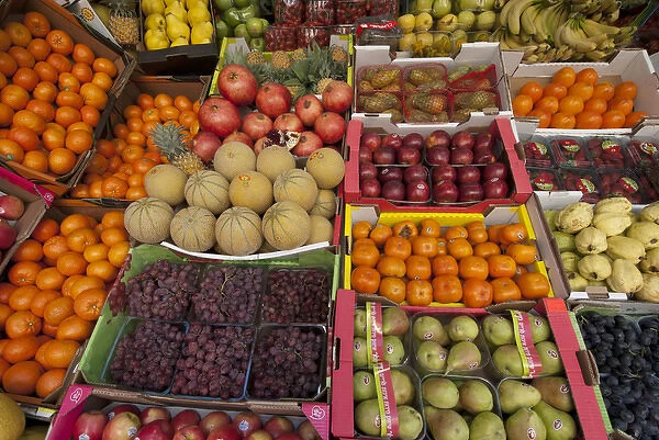 Israel, Tel Aviv a variety of fruit for sale at a fruit market