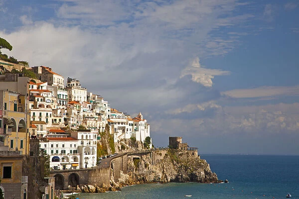 Italy, Amalfi. The beautiful view of the coastal town of Amalfi on the Gulf of Salerno