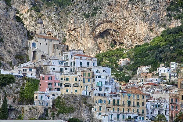 Italy, Amalfi. Colorful buildings in the coastal town of Amalfi