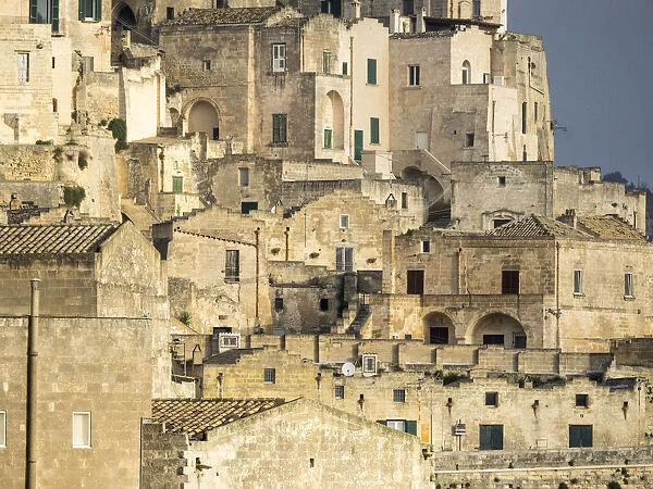 Italy, Basilicata, Matera. The cave dwelling town of Matera with its Sassi houses
