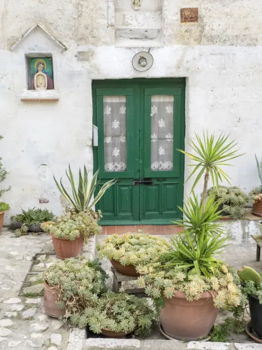 Framed Print : Italy, Basilicata, Matera. Plants adorn the outside walls of the Sassi houses Framed Print : Italy, Basilicata, Matera. Plants adorn the outside walls of the Sassi houses