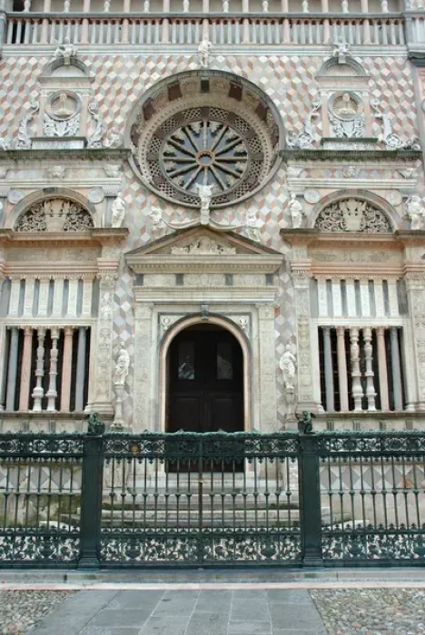 Framed Print : 04. Italy, Bergamo, detail of front of Duomo