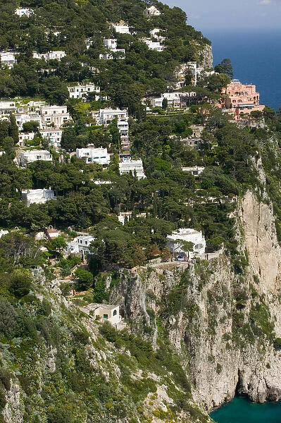 ITALY-Campania-(Bay of Naples)-CAPRI: View of CAPRI from Belvedere Cannone