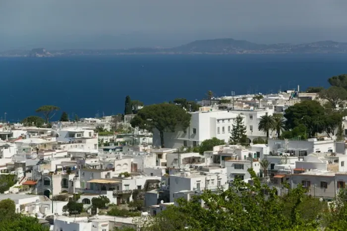 Framed Print : ITALY-Campania-(Bay of Naples)-CAPRI-ANACAPRI: View of Anacapri Town from Belvedere Framed Print : ITALY-Campania-(Bay of Naples)-CAPRI-ANACAPRI: View of Anacapri Town from Belvedere