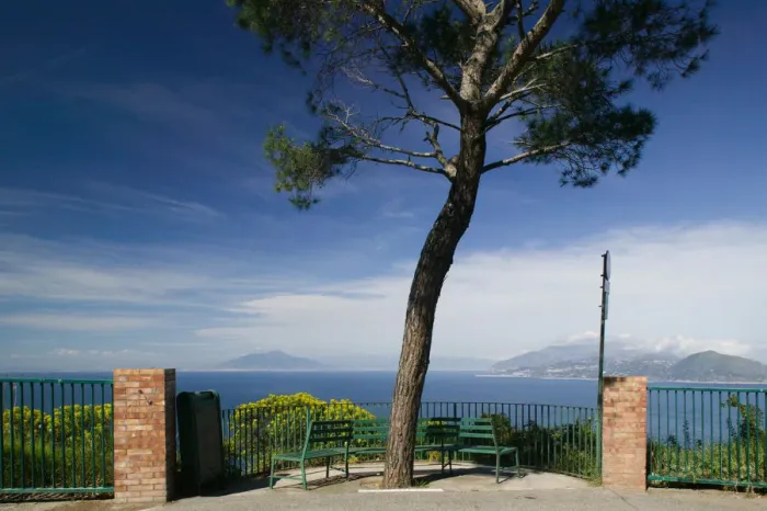 Framed Print : ITALY-Campania-(Bay of Naples)-CAPRI-ANACAPRI: View of Bay of Naples & Mount Vesuvius