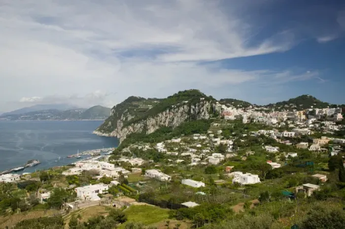 Framed Print : ITALY-Campania-(Bay of Naples)-CAPRI: View of CAPRI town from ANACAPRI