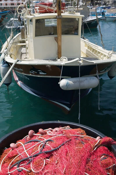 ITALY-Campania-(Bay of Naples)-ISCHIA-SANT ANGELO: Port- Fishing Nets