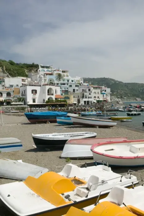Framed Print : ITALY-Campania-(Bay of Naples)-ISCHIA-SANT ANGELO: Town & Port View  /  Daytime
