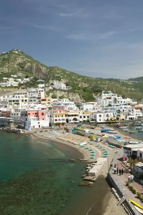 Framed Print : ITALY-Campania-(Bay of Naples)-ISCHIA-SANT ANGELO: Town & Port View / Daytime Framed Print : ITALY-Campania-(Bay of Naples)-ISCHIA-SANT ANGELO: Town & Port View / Daytime