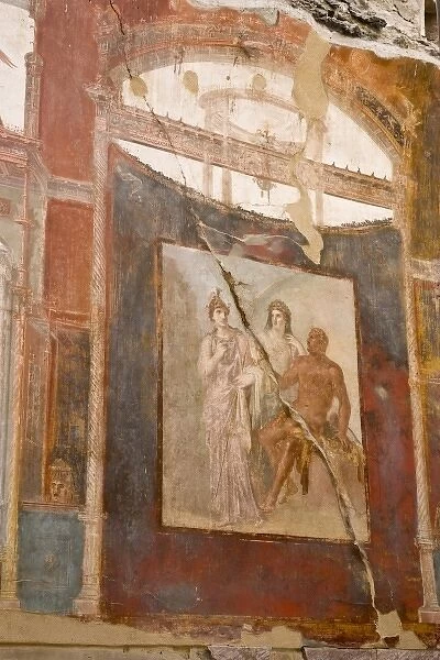 Italy, Campania, Herculaneum. Fresco in the Hall of Augustals depicting Hercules