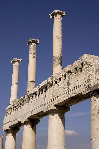 Italy, Campania, Pompeii. Column remains on the west side of the Forum