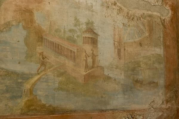 Italy, Campania, Pompeii. Fresco details in the House of the Small Fountain