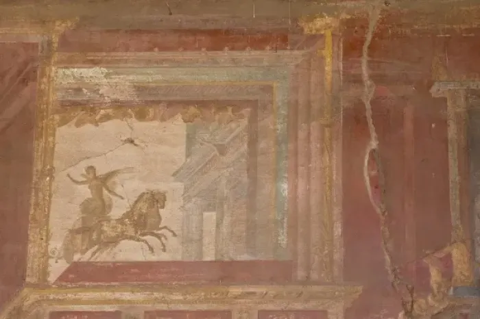 Framed Print : Italy, Campania, Pompeii. Fresco details in the Macellum or covered market Framed Print : Italy, Campania, Pompeii. Fresco details in the Macellum or covered market