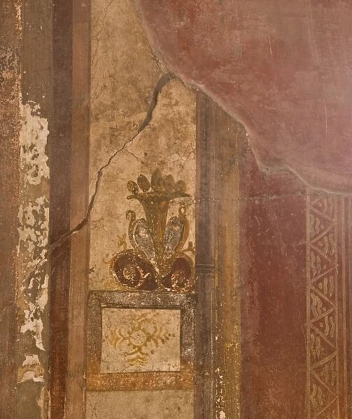 Italy, Campania, Pompeii. Fresco details in the ruins of Pompeii