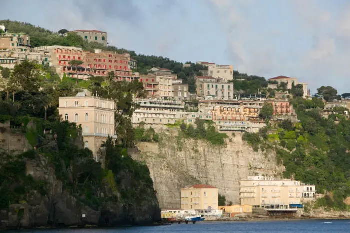 Framed Print : ITALY-Campania-(Sorrento Peninsula)-SORRENTO: Morning View of coastal Hotels Framed Print : ITALY-Campania-(Sorrento Peninsula)-SORRENTO: Morning View of coastal Hotels