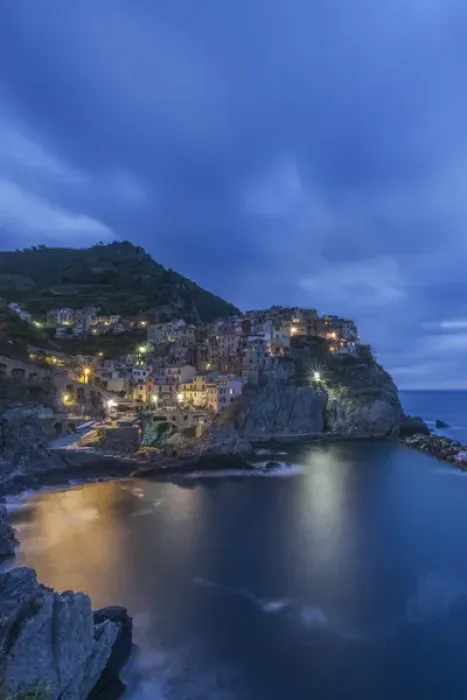 Framed Print : Italy, Cinque Terre, Manarola at Dawn Framed Print : Italy, Cinque Terre, Manarola at Dawn