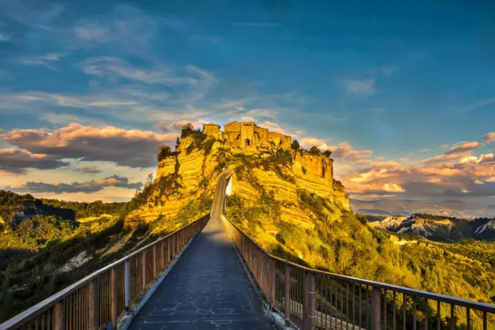 Framed Print : Italy, Civita, Bridge to Civita Framed Print : Italy, Civita, Bridge to Civita