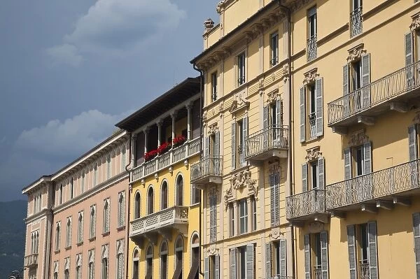 Italy, Como Province, Como. Buildings along Piazza Cavour