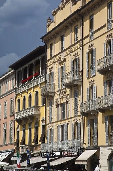 Italy, Como Province, Como. Buildings along Piazza Cavour