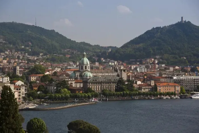 Framed Print : ITALY, Como Province, Como. City view from Bellagio road Framed Print : ITALY, Como Province, Como. City view from Bellagio road