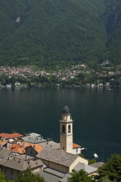Framed Print : Italy, Como Province, Laglio. Town church Framed Print : Italy, Como Province, Laglio. Town church