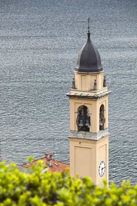 Framed Print : ITALY, Como Province, Laglio. Town church, dawn Framed Print : ITALY, Como Province, Laglio. Town church, dawn