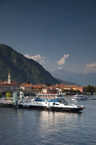 Italy, Como Province, Menaggio. Town view from lake ferry port