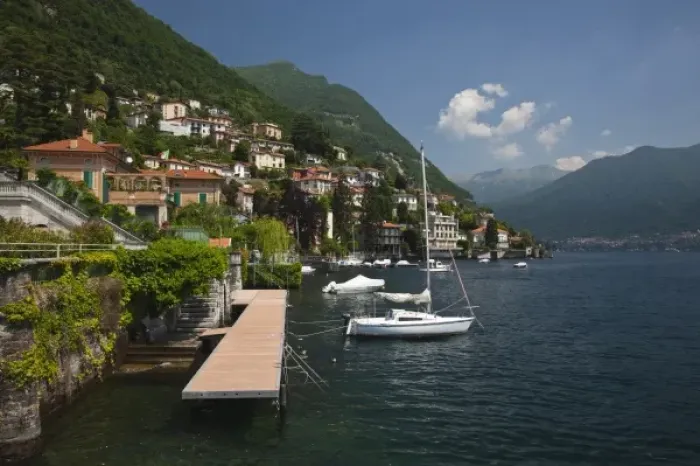 Framed Print : Italy, Como Province, Moltrasio. Lakefront Framed Print : Italy, Como Province, Moltrasio. Lakefront