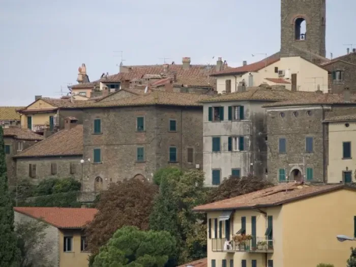 Framed Print : Italy, Cortona, Buildings in center of city