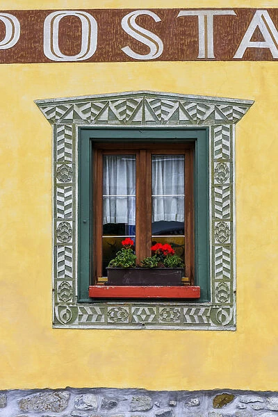 Italy, Corvara. Hotel window with plant. Credit as: Jim Nilsen  /  Jaynes Gallery  /  DanitaDelimont