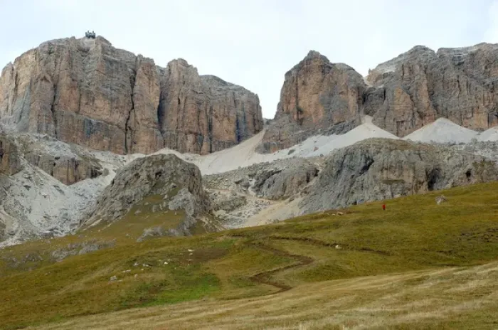 Framed Print : 04. Italy, Dolomites, Pordoi Pass, view of observatory and trails
