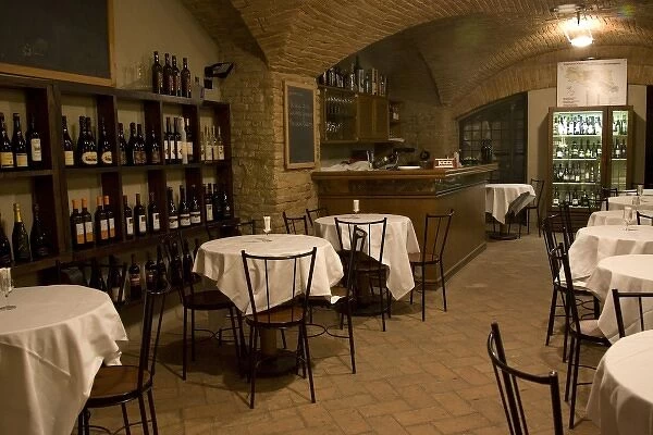 Italy, Dozza. The wine bar in Sforzas Castle
