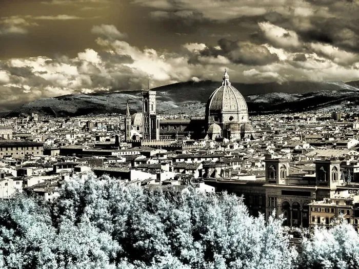 Framed Print : Italy, Florence. Infrared from across the Arno River
