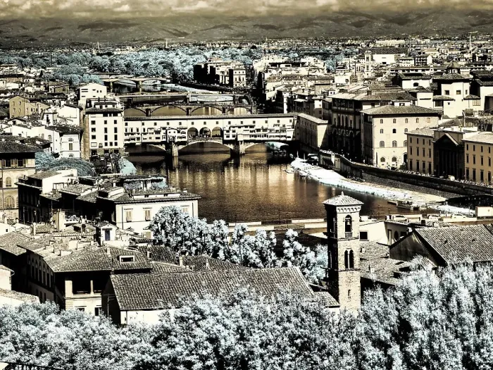 Framed Print : Italy, Florence. Infrared from across the Arno River