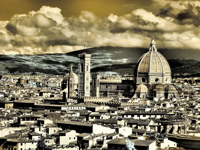 Framed Print : Italy, Florence. Infrared from across the Arno River Framed Print : Italy, Florence. Infrared from across the Arno River