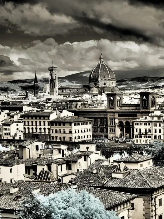 Framed Print : Italy, Florence. Infrared of Florence and duomo