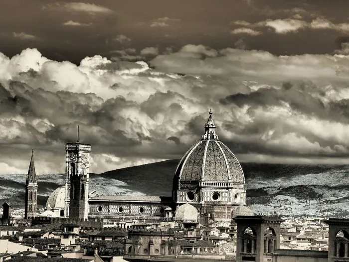Framed Print : Italy, Florence. Infrared of Florence and duomo