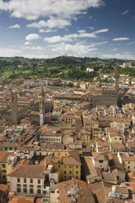 Framed Print : Italy, Florence. Looking southward over the city rooftops from Brunelleschis Dome