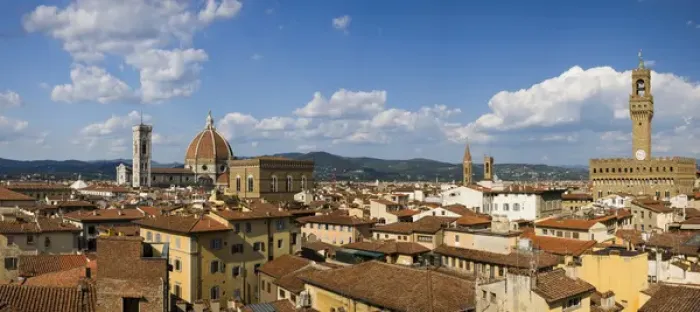 Framed Print : Italy, Florence. Panorama view of the citys rooftops and skyline
