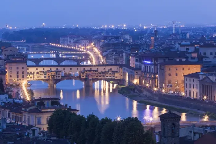 Framed Print : Italy, Florence. A pre-dawn view of the city from the Piazale Michaelangelo