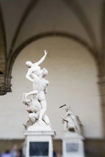 Italy, Florence, Selective Focus of the Statue Rape of the Sabines
