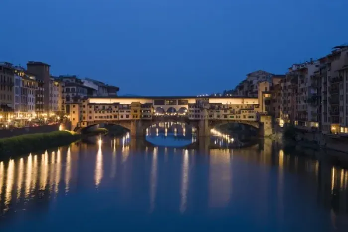 Framed Print : Italy, Florence. Twilight over the Ponte Vecchio Bridge and Arno River Framed Print : Italy, Florence. Twilight over the Ponte Vecchio Bridge and Arno River