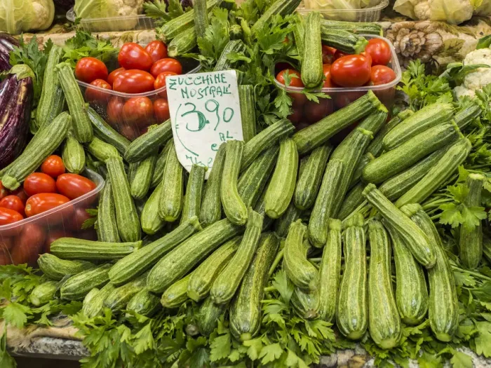 Framed Print : Italy, Florence. A variety of vegetables for sale in a shop in the Central Market