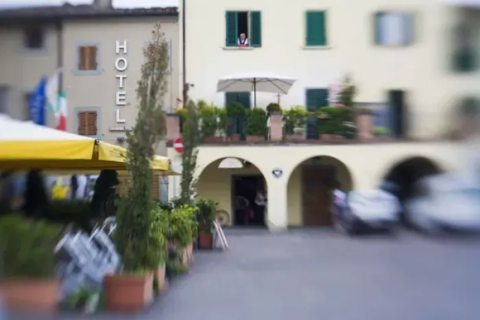 Framed Print : Italy, Greve in Chianti, Selective Focus of the Main Square of Greve in Chianti