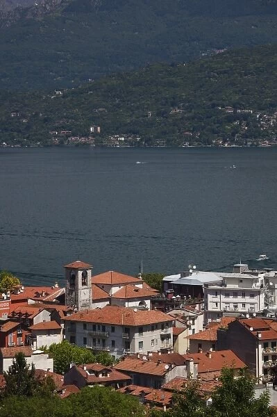 Italy, Italy, Verbano-Cusio-Ossola Province, Stresa. High angle town view