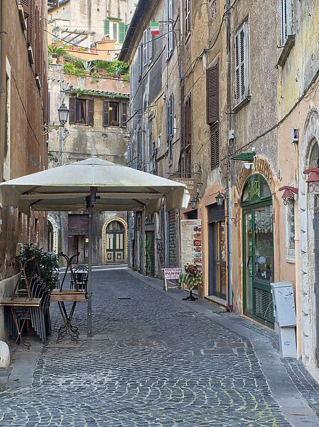 Italy, Lazio, Tivoli. The streets and alleyways of the town of Tivoli
