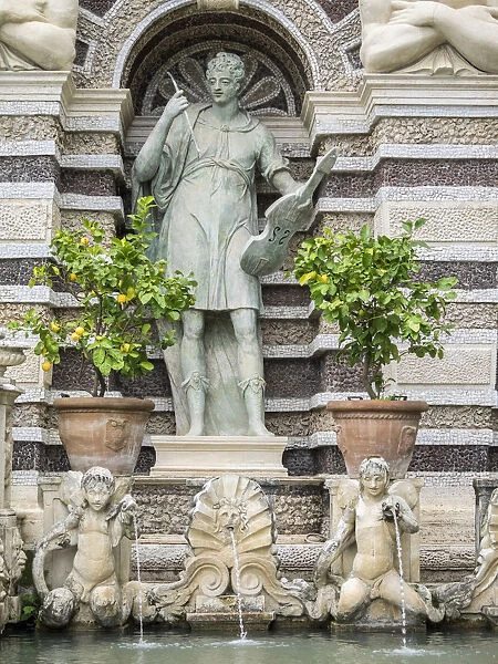 Italy, Lazio, Tivoli, Villa d Este. Statue of Orpheus. The Organ fountain, 1566
