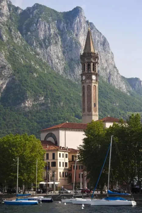 Framed Print : ITALY, Lecco Province, Lecco. Basilica San Nicolo, morning