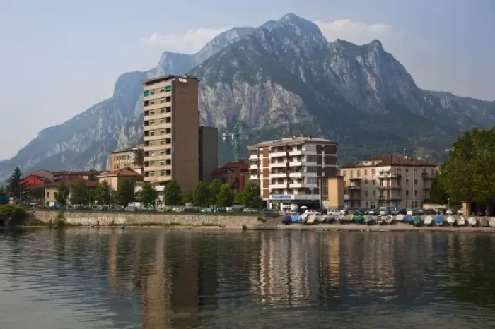 Framed Print : Italy, Lecco Province, Lecco. New town view Framed Print : Italy, Lecco Province, Lecco. New town view