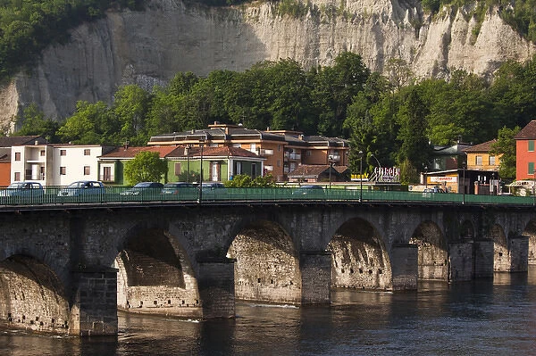ITALY, Lecco Province, Lecco. Ponte Vecchio bridge, b. 1338, over the Adda River